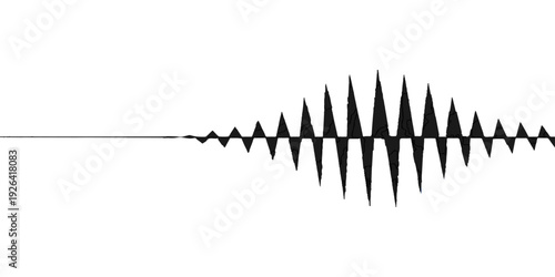 A black metal fence and train vector silhouette are isolated on a white abstract background with blue steel wave patterns, grass, and nature objects for music audio illustration