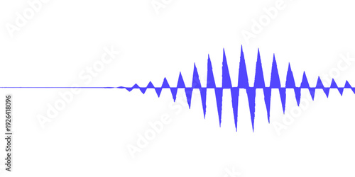 A digital blue music equalizer illustration featuring a vector audio waveform and heart pulse frequency line for medical technology or business computer design