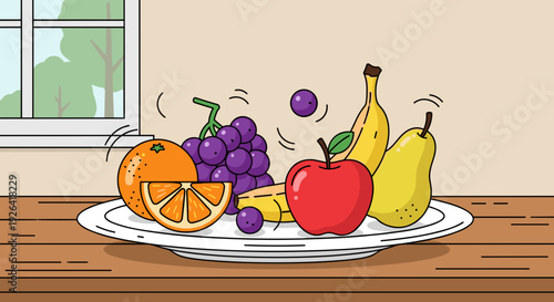 Fresh Fruit Arrangement on White Plate 2.