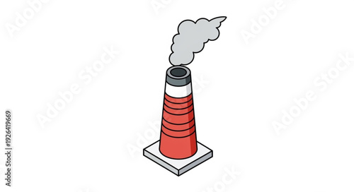 Traffic Cone with Smoke Illustration.