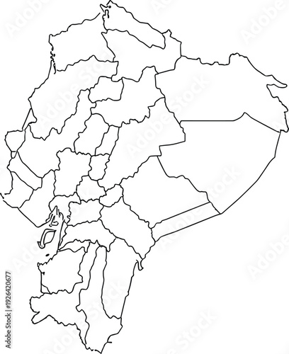 Blank Map of Ecuador with Province Borders Outline Vector Illustration Isolated on White Background for South America Geography Education and Design