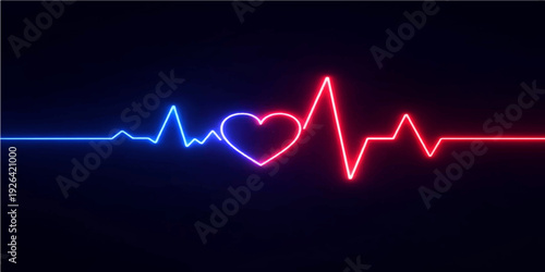 A medical monitor displays a healthy heartbeat graph as a pulsing electrocardiogram line, illustrating the vital rate and life sound of a heart through a clear EKG cardiogram wave