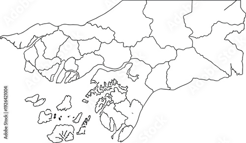 Blank Map of Guinea Bissau with Region Borders Outline Vector Illustration Isolated on White Background for West Africa Geography Education Design