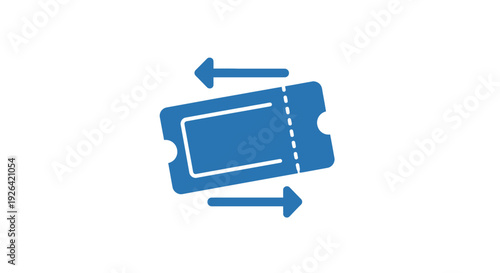 Blue ticket with white outline.