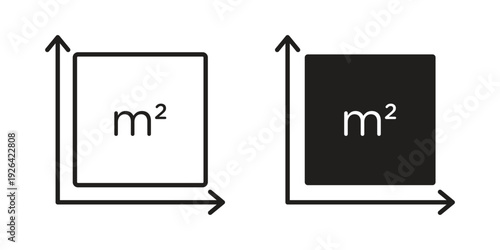 Square Meter icon. Line and Silhouette Icon Set.