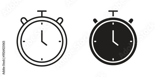 Stop watch icon. Line and Silhouette Icon Set.