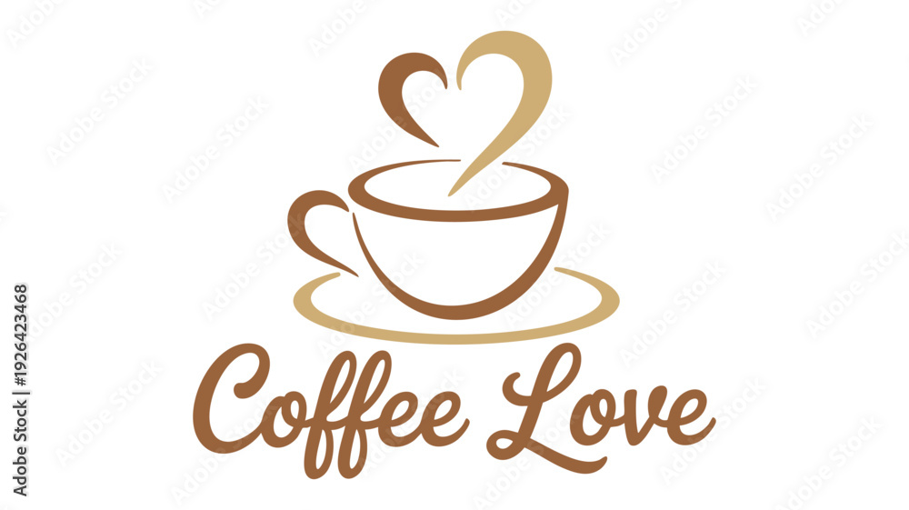 Obraz premium A stylish logo featuring a coffee cup with a heart for coffee enthusiasts.