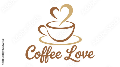 A stylish logo featuring a coffee cup with a heart for coffee enthusiasts.