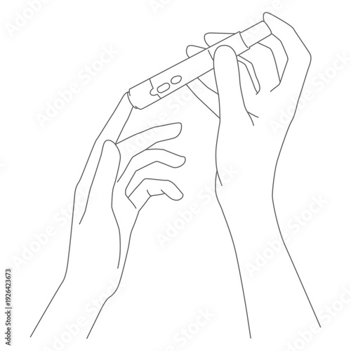 holding a lancet pen and finger, representing blood sugar testing and World Diabetes Day awareness.eps