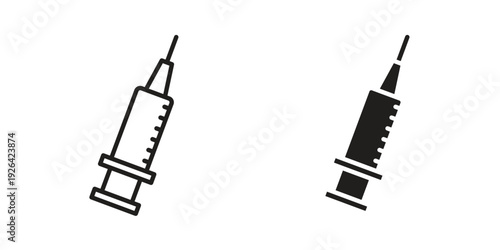 Syringe icon. Line and Silhouette Icon Set.