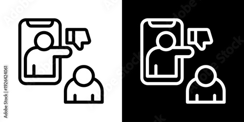 Cyber Bullying Icon Of Line Black And White Style Vector Illustrationn