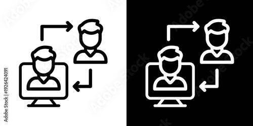 Digital Twins Icon Of Line Black And White Style Vector Illustrationn