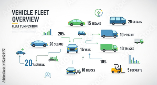 Vehicle Fleet Overview Infographic with Statistics.