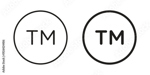 TM trademark icon. Line and Silhouette Icon Set.
