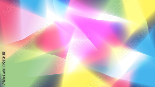 Vibrant blur background. Colorful aqua gradient texture. Abstract crystal spectrum light. Triangle blend shape background 
