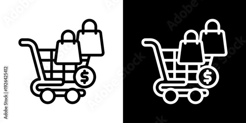 Purchase Icon Of Line Black And White Style Vector Illustrationn