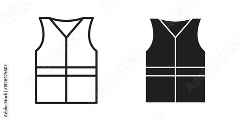 Vest jacket icon. Line and Silhouette Icon Set.