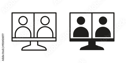 Webinar icon. Line and Silhouette Icon Set.