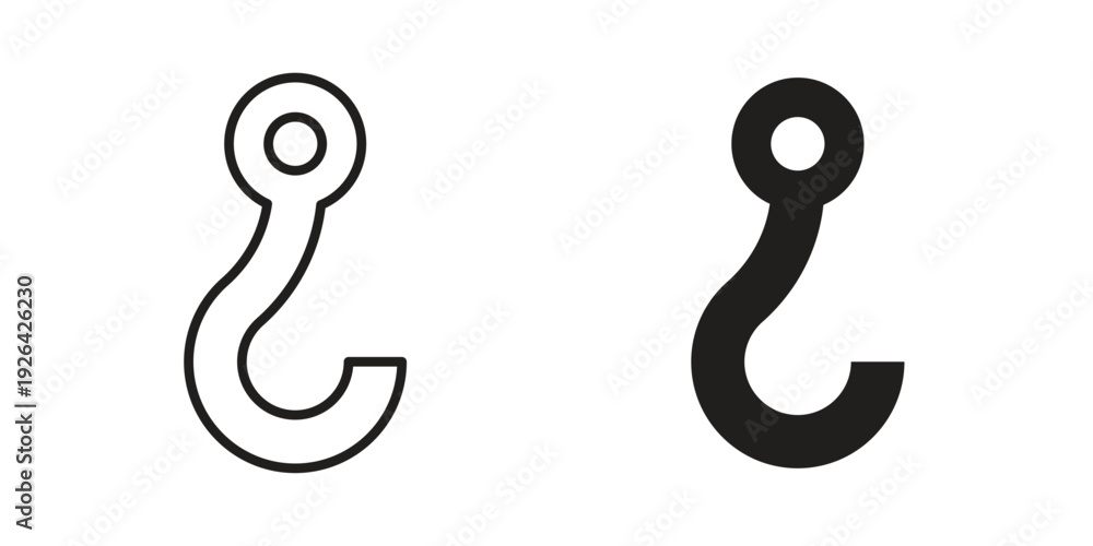 Fototapeta premium Winch hook icon. Line and Silhouette Icon Set.