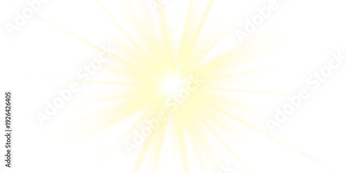 Digital star PNG burst with golden light and glowing sun rays. Bright flare and sparkle overlay on transparent background for creative design and photo editing.