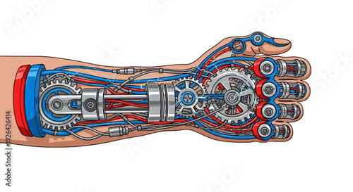 Illustration of a robotic mechanical hand.