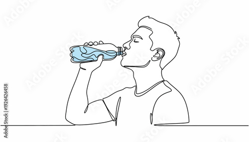 Man Drinking Water From A Bottle