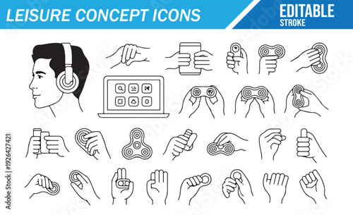 Technology and Leisure Vector Icons - Modern Relaxation & Fun