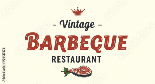 Vintage Barbeque Restaurant Logo Design.