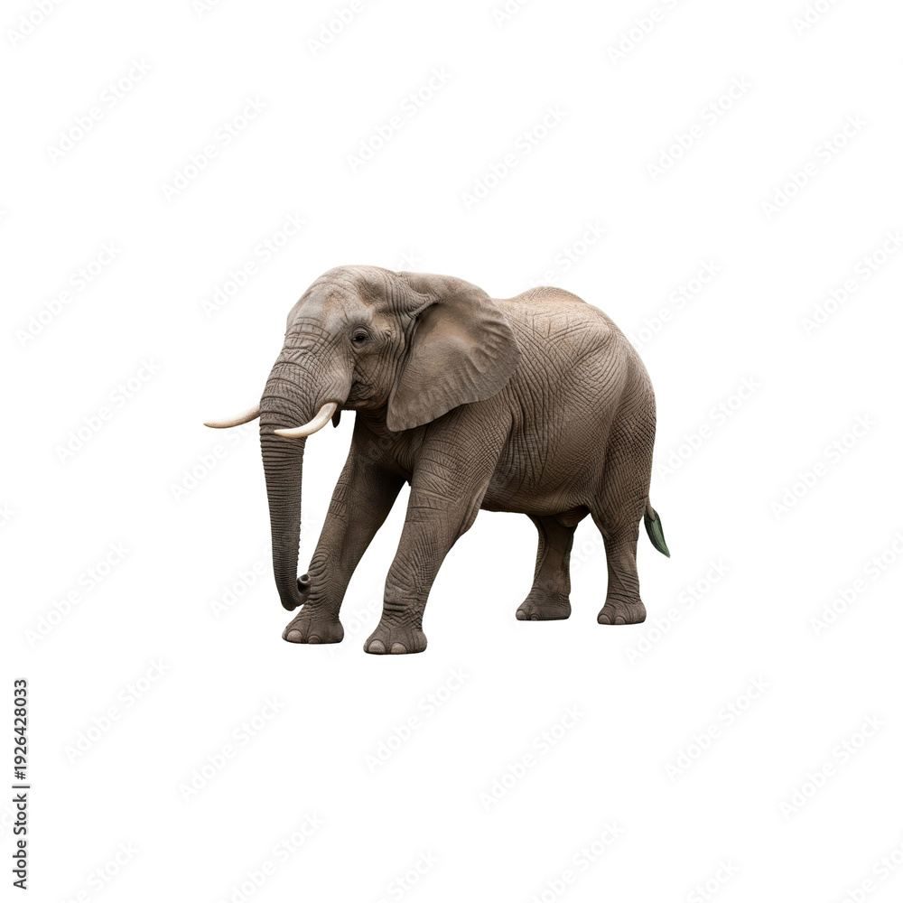 Obraz premium Elephant standing isolated On Transparent Background