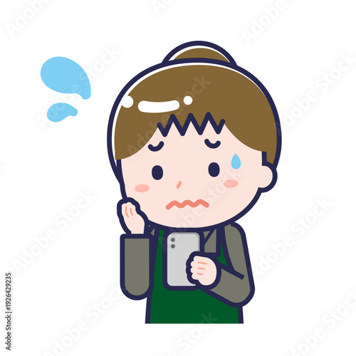 スマートフォンを使う「飲食店の店員」の女性