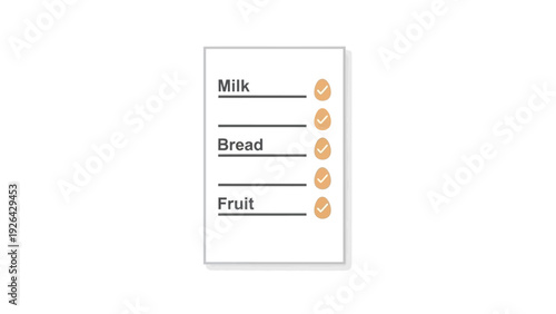Grocery shopping list on paper.