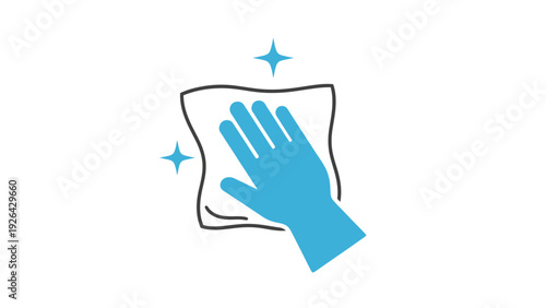 Hand Wearing Glove Holding Cloth.