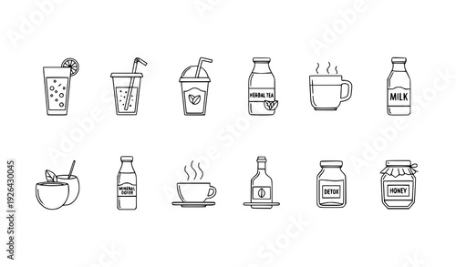 Organic Food Ingredients Thin Line Icons Editable Stroke Vector Set