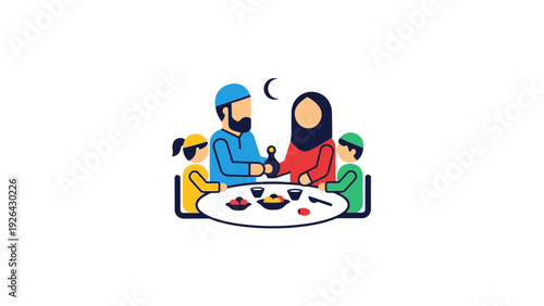 Family Breaking Fast During Ramadan.