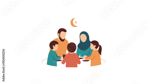 Family Breaking Fast During Ramadan.