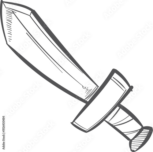 Toy sword. Knight weapon. Hand drawn fight icon