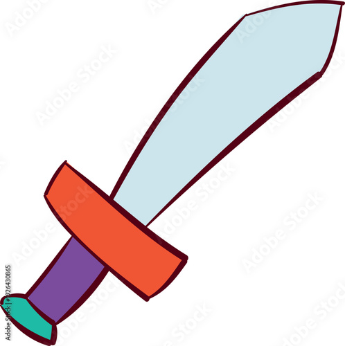 Kid sword color drawing. Fight weapon toy