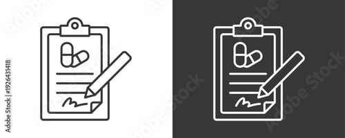 E-Prescription Icon Set Vector Collection Isolated In Black And White