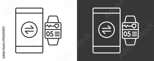 Smart Watch Sync Icon Set Vector Collection Isolated In Black And White