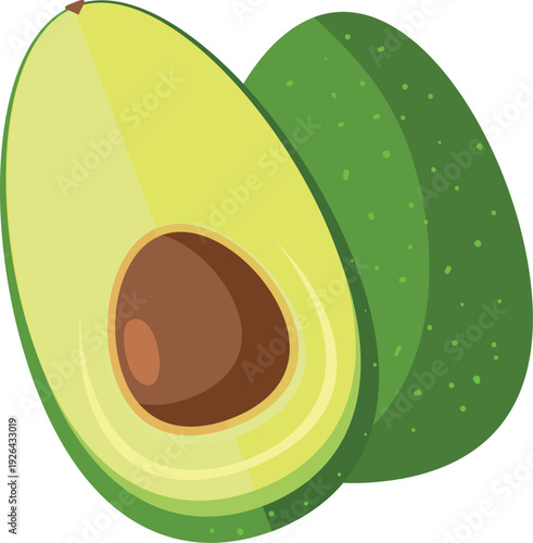 Half avocado cartoon icon. Healthy vegan food