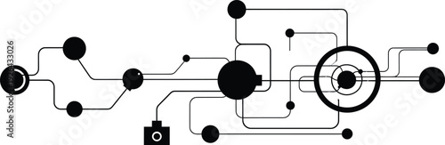 A stylized, abstract representation of data flowing – perhaps lines connecting points in a simple, geometric shape