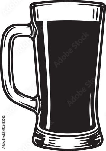Black beer mug with handle drink