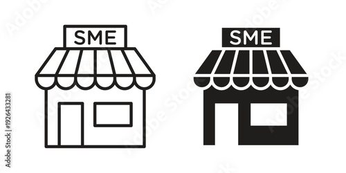 SME icon. simple thin line icon vector illustration pack on white