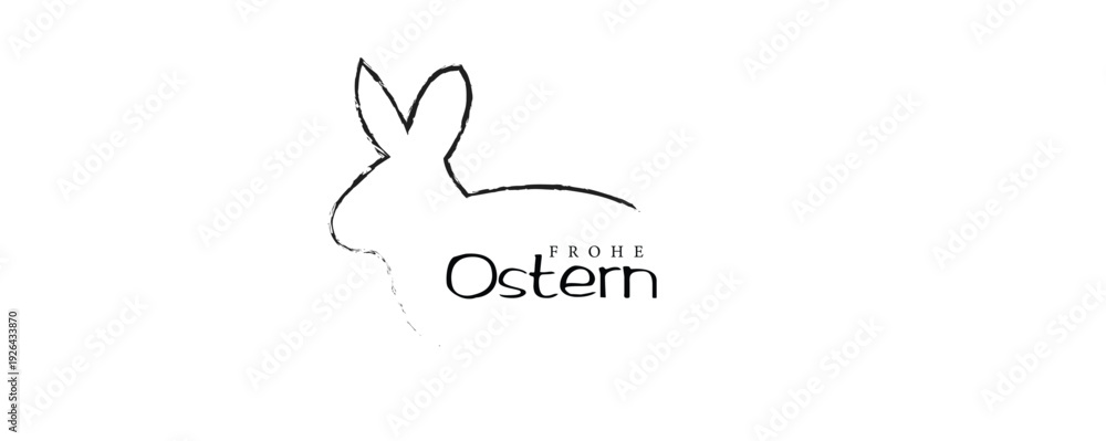 Fototapeta premium Happy Easter banner. Easter design with typography, hand painted strokes and dots, eggs and bunny. poster, greeting card, header