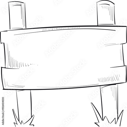 Blank signboard template. Hand drawn empty sign