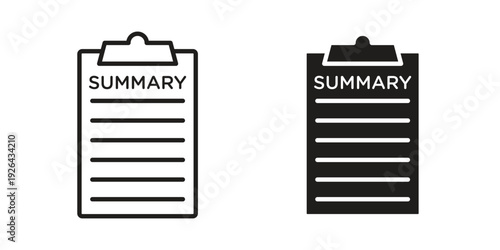 Summary icon. simple thin line icon vector illustration pack on white