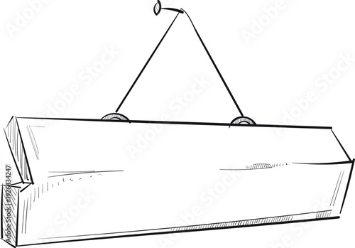 Hanging signboard sketch. Hand drawn retro sign