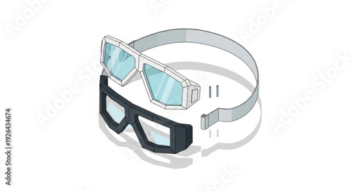 Virtual Reality Headset with Glasses.
