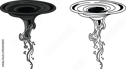 Abstract Black Hole or Tornado Swirl Vector Dynamic Vortex Graphic