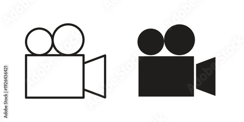 Video camera icon. simple thin line icon vector illustration pack on white